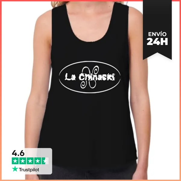 Camiseta Mujer Sin Mangas, Loose Fit Mujer, Sin Mangas, Negra