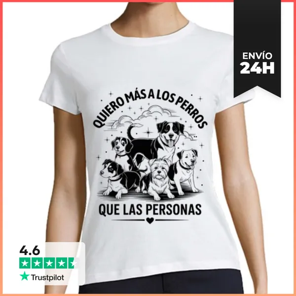 Camiseta Mujer Clásica Me Gustan Más Los Perros Que Las Personas