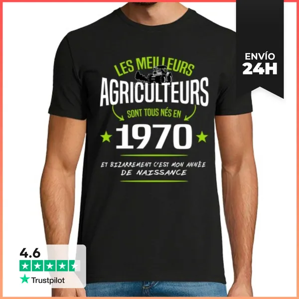 Camiseta Hombre Clásica Granjero Nacido En 1970 - Humor De Naci
