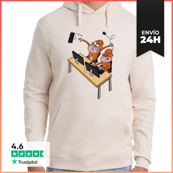 Sudadera Unisex Con Capucha Monos Gamers LaTostadora