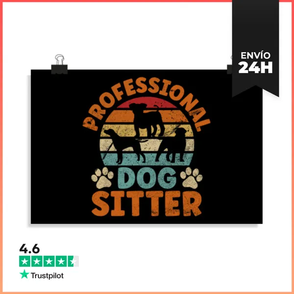 Póster Horizontal Entrenador De Perros Comandos De Perro Sentarse