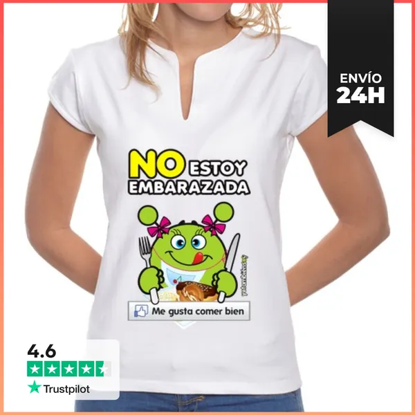 Camiseta Mujer Cuello Mao No Estoy Embarazada LaTostadora