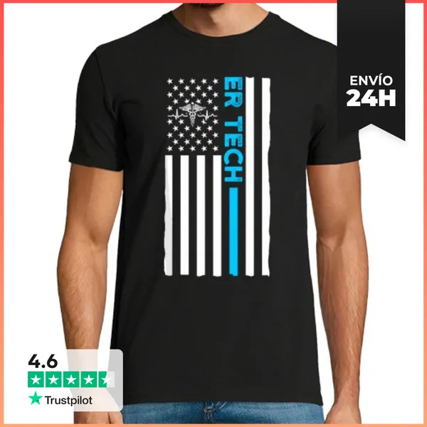 Camiseta Hombre Clásica Técnico De Emergencias Bandera De EE UU