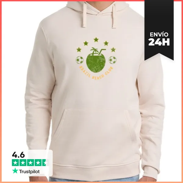 Sudadera Unisex Con Capucha Sudadera Brasil Beach Club, Fútbol,