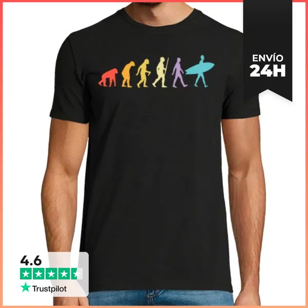 Camiseta Hombre Clásica Evolución Del Surfista LaTostadora
