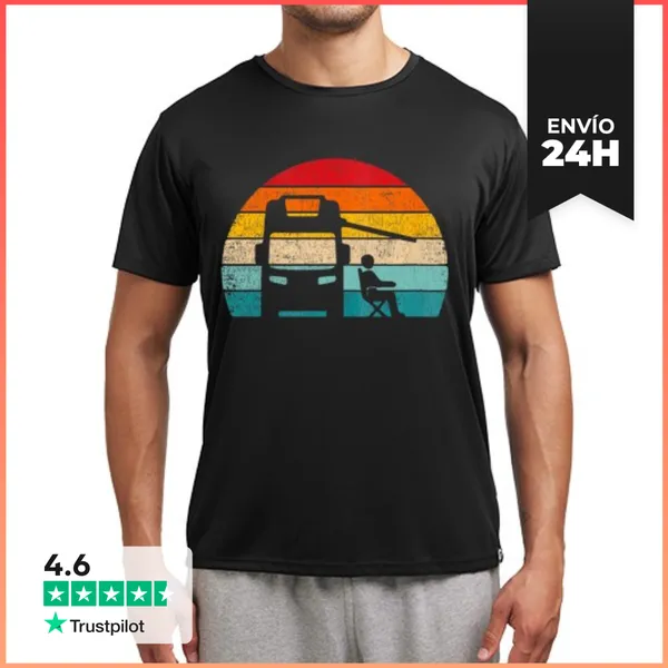 Camiseta Deportiva Hombre Puesta De Sol Autocaravana Camper Van