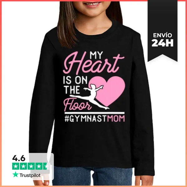 Camiseta Manga Larga Para Niños Mamá De Gimnasia Mi Corazón Está