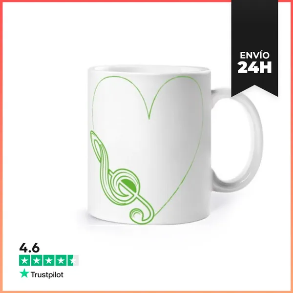 Taza Amor Love Música Clave De Sol En Verde LaTostadora