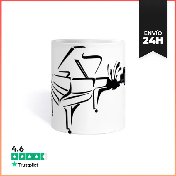 Taza Tinta Derramada Forma Piano En Negro LaTostadora