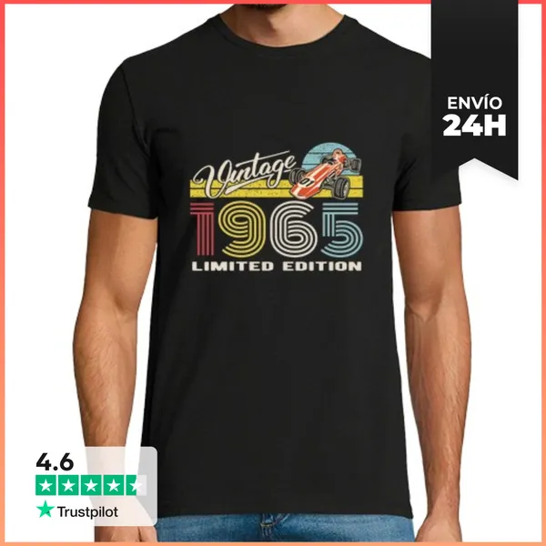 Camiseta Hombre Clásica 1965 Coche De Carrera Vintage LaTostadora