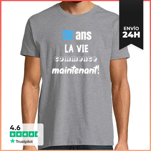 Camiseta Hombre Clásica 20 Años De Aniversario Idea De Regalo