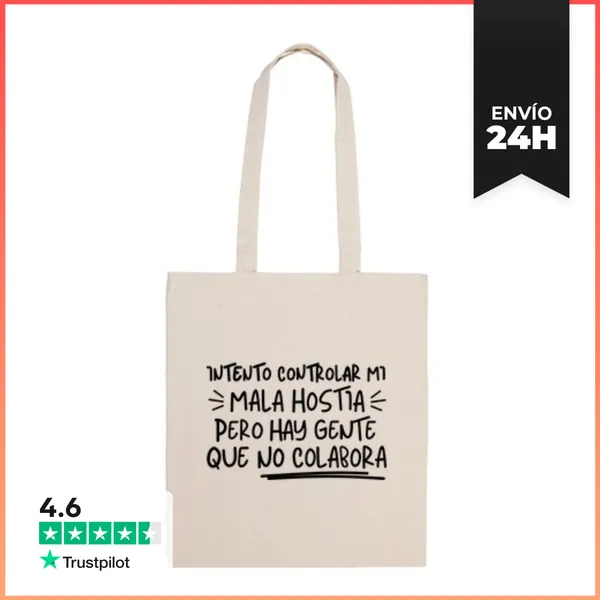 Bolsa De Tela Intento Controlar Mi Mala Hostia Negro LaTostadora