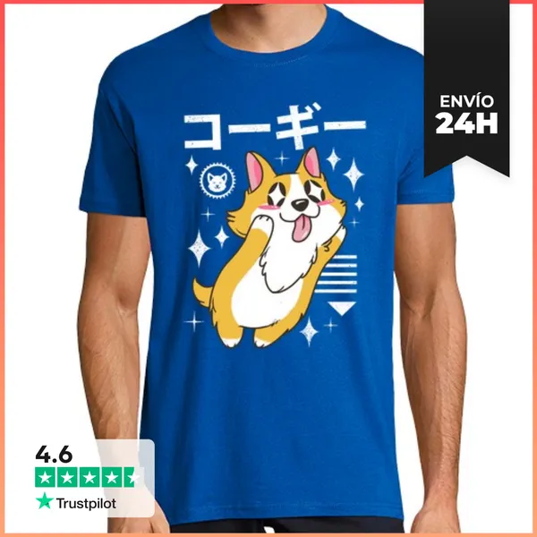 Camiseta Hombre Clásica Kawaii Corgi Camiseta Para Hombre
