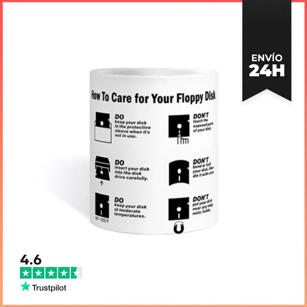 Taza How To Care Floppy Disk LaTostadora