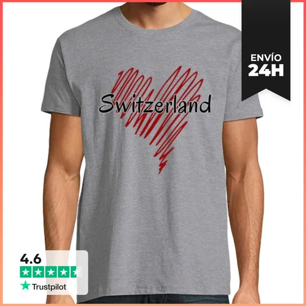 Camiseta Hombre Clásica Amo Suiza, Orgullo Suizo LaTostadora
