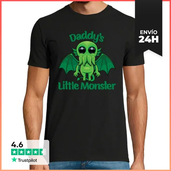Camiseta Hombre Clásica El Pequeño Monstruo De Papá Lindo Bebé