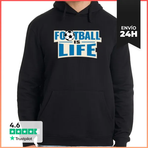 Sudadera Unisex Con Capucha El Fútbol Es Vida LaTostadora