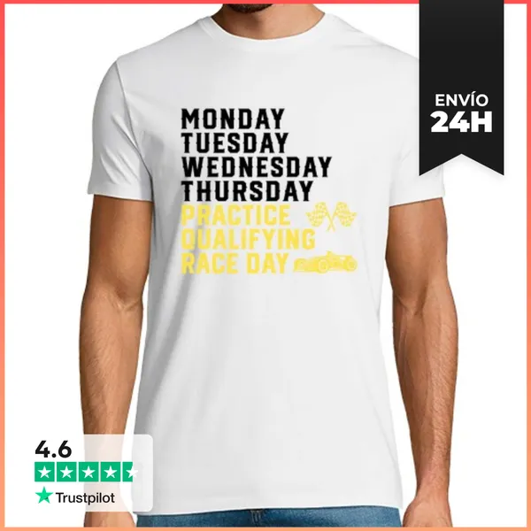 Camiseta Hombre Clásica Lunes Martes Miércoles Jueves Práctica