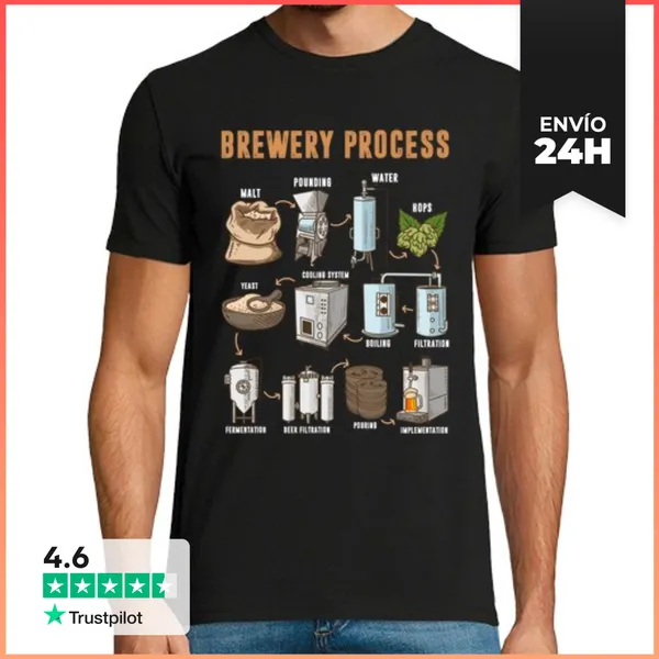 Camiseta Hombre Clásica Fabrica Cerveza Artesana Elaboración