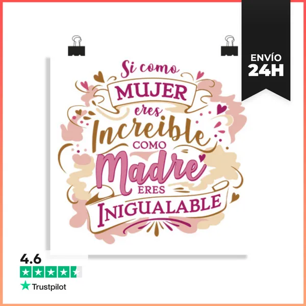 Póster Cuadrado Mujer Increíble Madre Inigualable LaTostadora