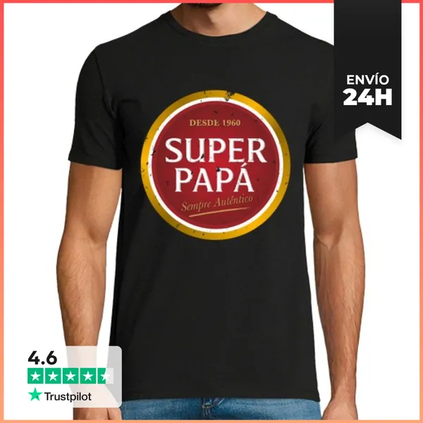 Camiseta Hombre Clásica Super Papa Super Bock Gift For Dad In