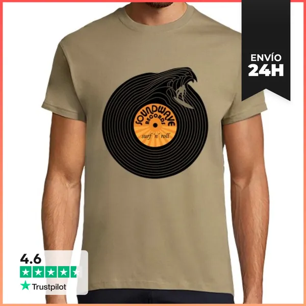 Camiseta Hombre Clásica Tocadiscos Surf LaTostadora