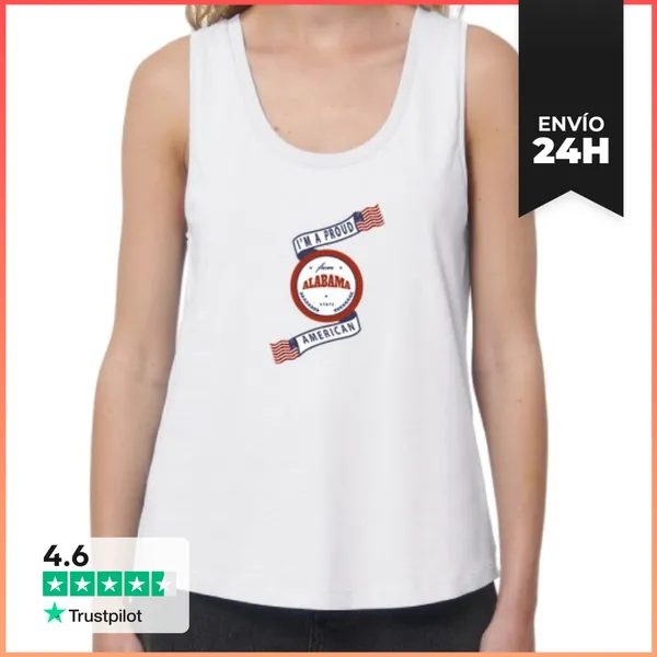 Camiseta Mujer Sin Mangas, Loose Fit Insignia Del Estado De