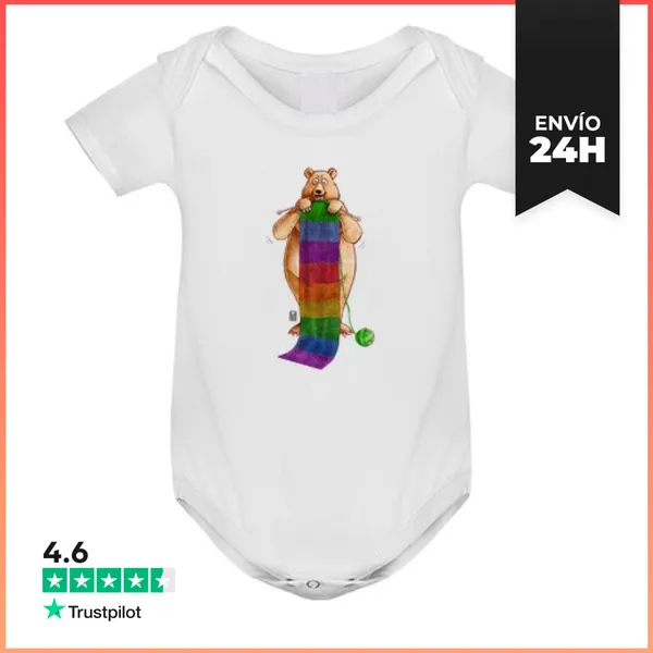 Body Bebé Buzo Niño. Oso Tejiendo Bandera Gay LaTostadora