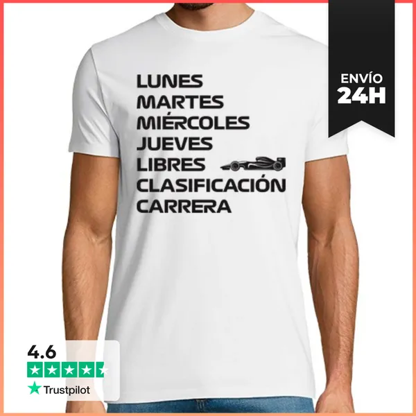 Camiseta Hombre Clásica F1 SEMANA LIBRES CLASIFICACIÓN CARRERA