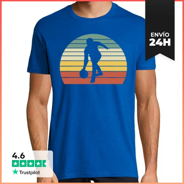 Camiseta Hombre Clásica Vintage Retro 80s Man Playing Basketball