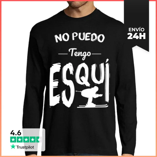 Camiseta Hombre Manga Larga No Puedo Tengo Esquí LaTostadora