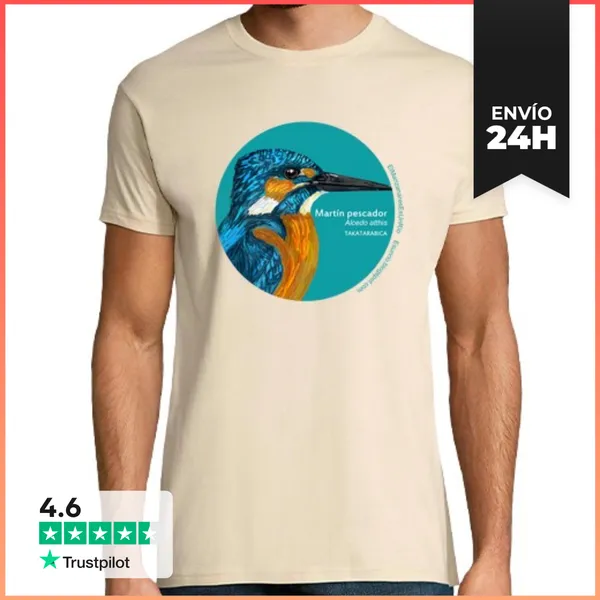 Camiseta Hombre Clásica Martin Pescador Renaturalizado Manzanar