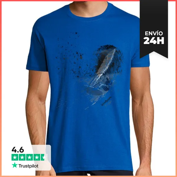 Camiseta Hombre Clásica Windsurfer. Free Style. ByN LaTostadora