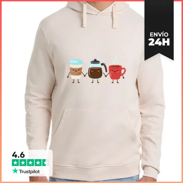 Sudadera Unisex Con Capucha Arte De Café Divertido Caricatura