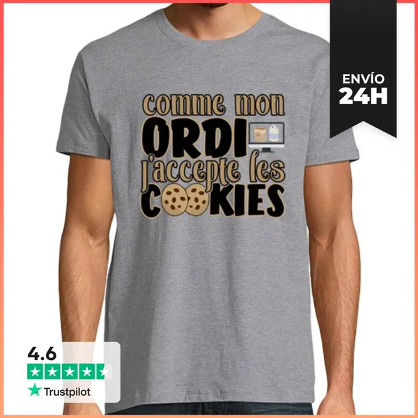 Camiseta Hombre Clásica Ordenador Cookies Regalo LaTostadora