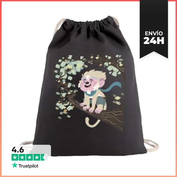 Mochila Saco Con Cuerdas Mono Blanco LaTostadora