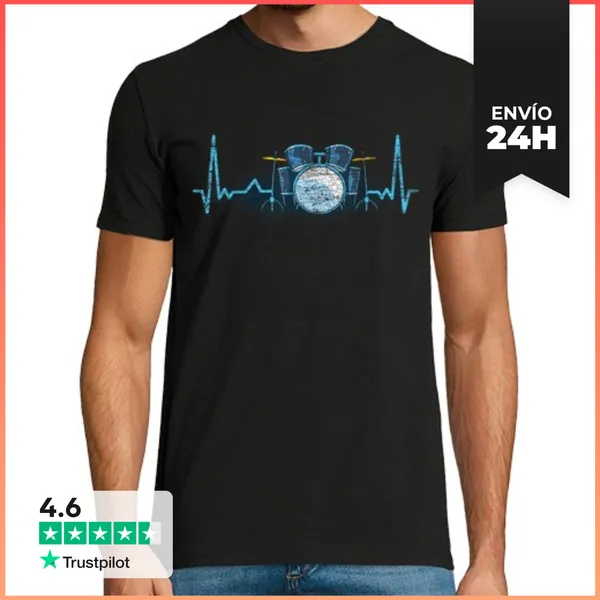 Camiseta Hombre Clásica Regalo De Percusión Para Baterista Latido