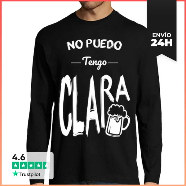 Camiseta Hombre Manga Larga No Puedo Tengo Clara LaTostadora