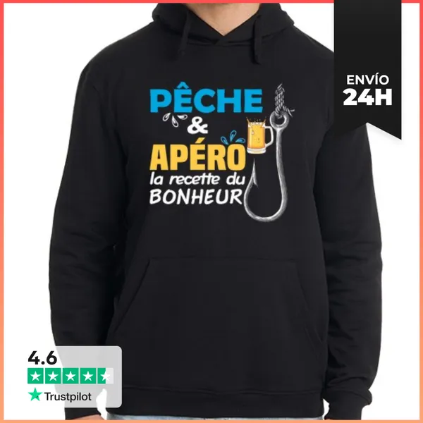 Sudadera Unisex Con Capucha Pesca Y Aperitivos Humor Pescador