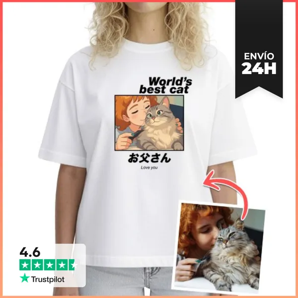 Camiseta Mujer Boxy Efecto Anime Camiseta Oversize Worlds Best