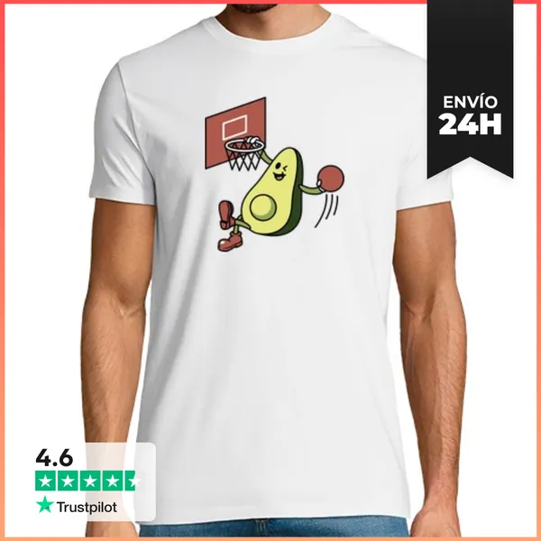 Camiseta Hombre Clásica Aguacate Jugando Baloncesto LaTostadora