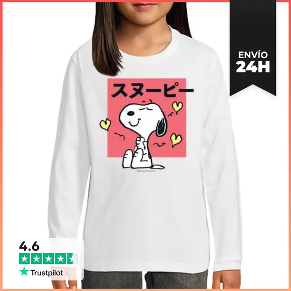 Camiseta Manga Larga Para Niños Snoopy Abrazos LaTostadora