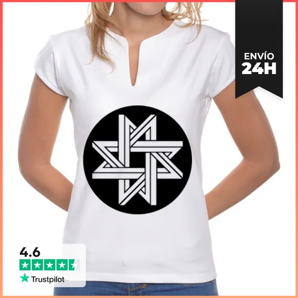 Camiseta Mujer Cuello Mao Estrella De Geometría Imposible