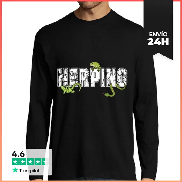 Camiseta Hombre Manga Larga Herpetología T Reptiles Serpiente