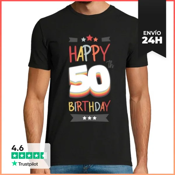 Camiseta Hombre Clásica Feliz 50 Cumpleaños LaTostadora