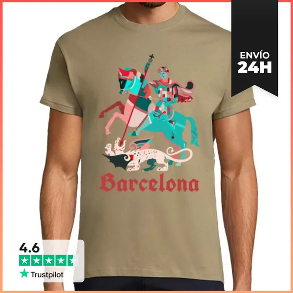 Camiseta Hombre Clásica Sant Jordi Barcelona LaTostadora