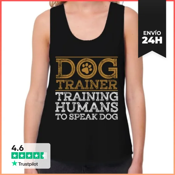 Camiseta Mujer Sin Mangas, Loose Fit Entrenador De Perros