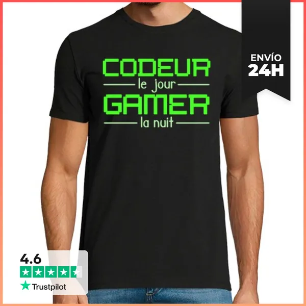 Camiseta Hombre Clásica Codificador Por Día Jugador Por Código
