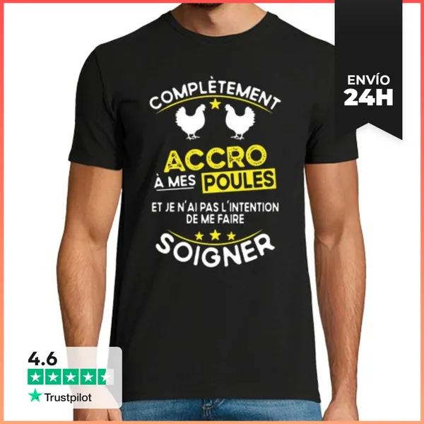 Camiseta Hombre Clásica Adicto A Mis Pollos - Regalo De Humor