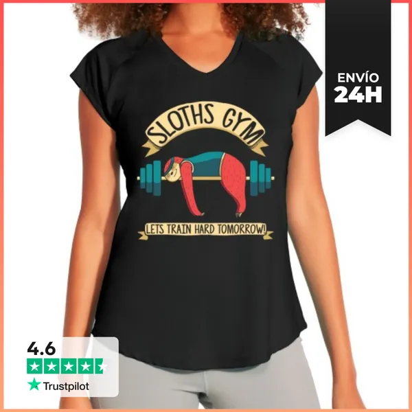 Camiseta Deportiva Mujer Sloths Gym, Perezoso LaTostadora